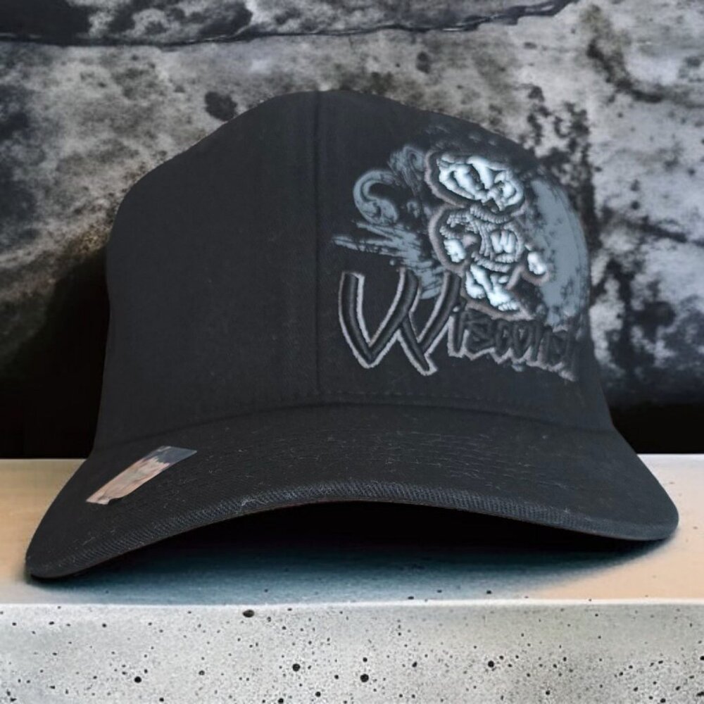 NCAA TOP OF THE WORLD Wisconsin Badgers Black Embroidered S/M Cap